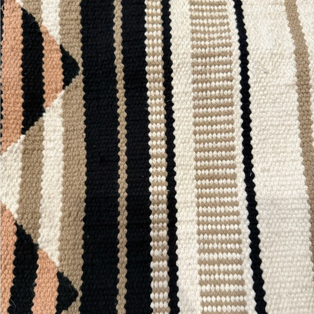 West Elm Striped Black and Tan pillow Cover